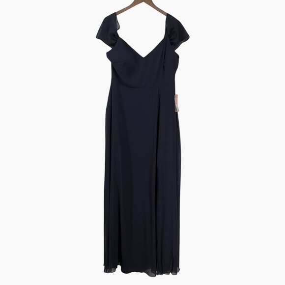 Birdy Grey Devin Chiffon Convertible Midnight Navy Blue Dress Size XL - Picture 3 of 8